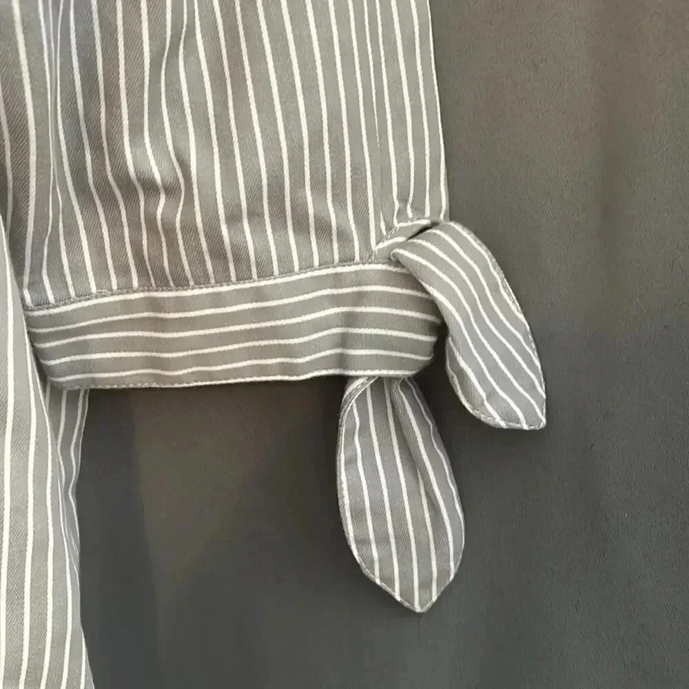 Oklahoma Sooners Women's XL Gray Striped Off-Shoulder Blouse 3/4 Sleeve - Picture 2 of 4